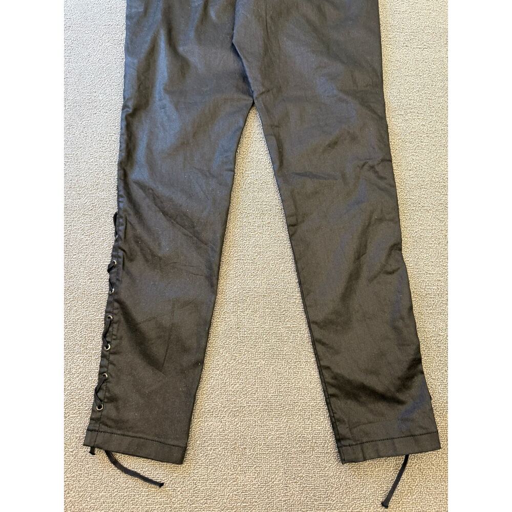 French Connection Women's Size 8 Black Coated Lace Up Pants - Picture 13 of 16